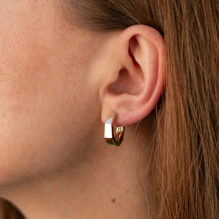 Серьги - кольца "Bruna" в желтом золоте с08944 от ювелирного магазина Оникс - 1