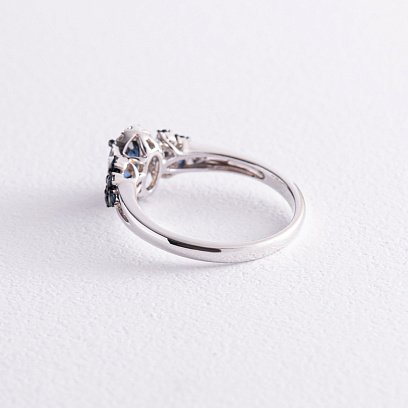 Золота каблучка з синіми сапфірами і діамантами MR18824gm №6