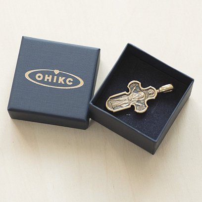 Православный крест "Господь Вседержитель. Икона Божией Матери «Нерушимая Стена" (чернение) п02185 №2