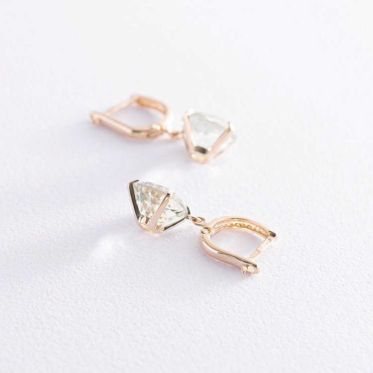 Золотые серьги "Влечение" с аметистом  с08528 от ювелирного магазина Оникс - 6