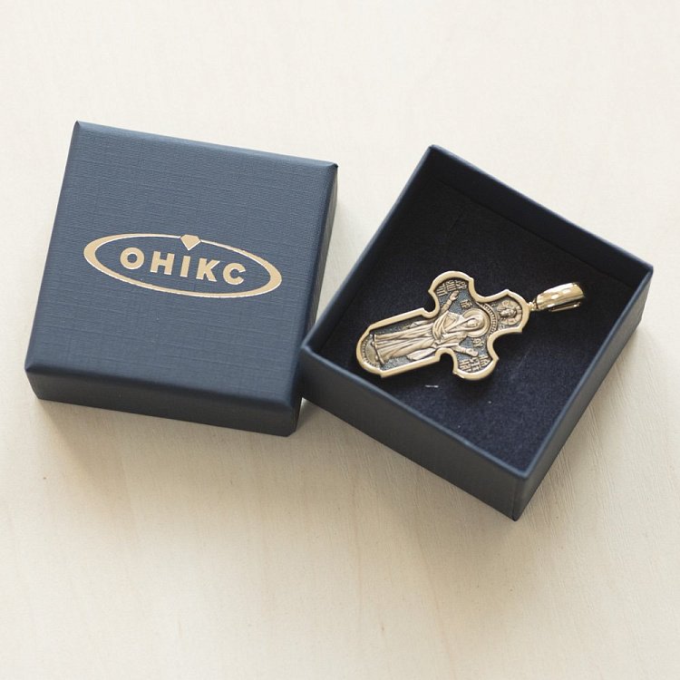 Православный крест "Господь Вседержитель. Икона Божией Матери «Нерушимая Стена" (чернение) п02185 - 1 Православный крест "Господь Вседержитель. Икона Божией Матери «Нерушимая Стена" (чернение) п02185 от ювелирного магазина Оникс - 1