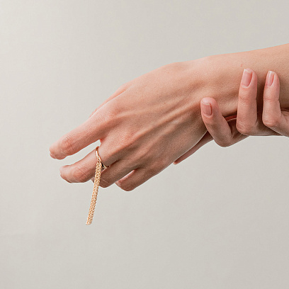 Кольцо с цепочками (желтое золото) к07475 №13