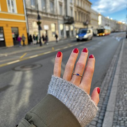 Золотое кольцо "Аннабель" с синим фианитом к07182 №4