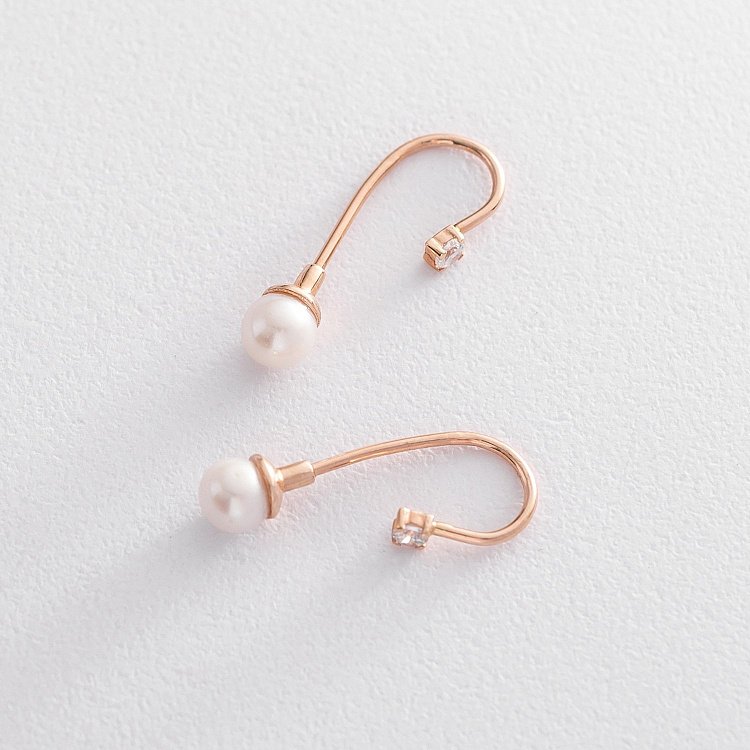 Серьги (культ. пресн. жемчуг, фианит) с02807 от ювелирного магазина Оникс - 2