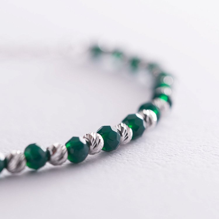 Срібний браслет з зеленими фіанітами 141374 від ювелірного магазину Онікс - 2