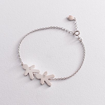 Срібний браслет "Два хлопчики" (можливе гравіювання) 2082 №4