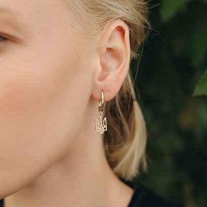 Сережки "Герб України - Тризуб" у червоному золоті с07948