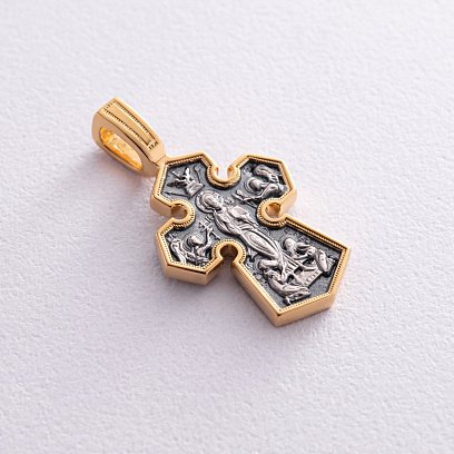 Серебряный крестик "Господь Вседержитель. Икона Божией Матери "Седмиезерная" 131457 №4