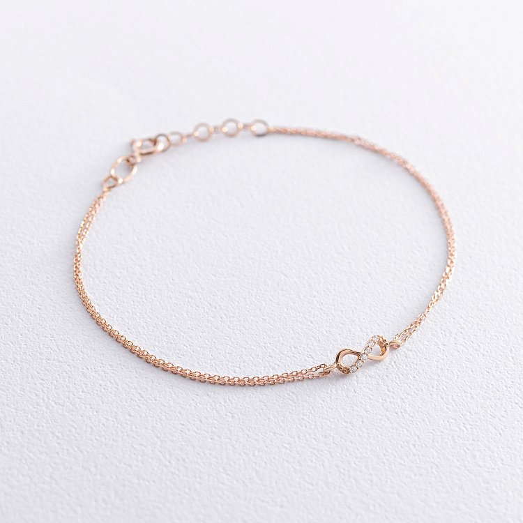 Золотой браслет "Бесконечность" с фианитами б02945 от ювелирного магазина Оникс