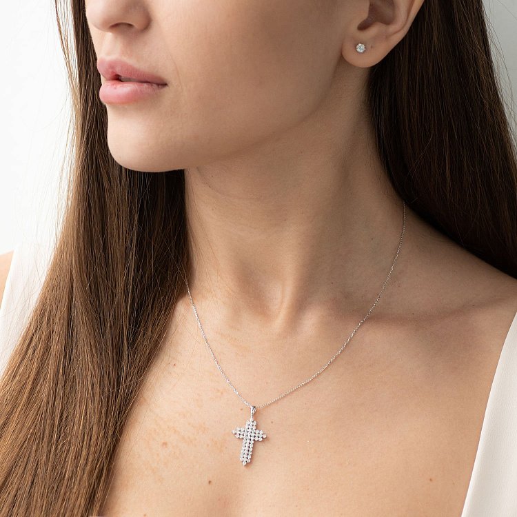 Золотой крестик с бриллиантами AP0460 от ювелирного магазина Оникс - 2