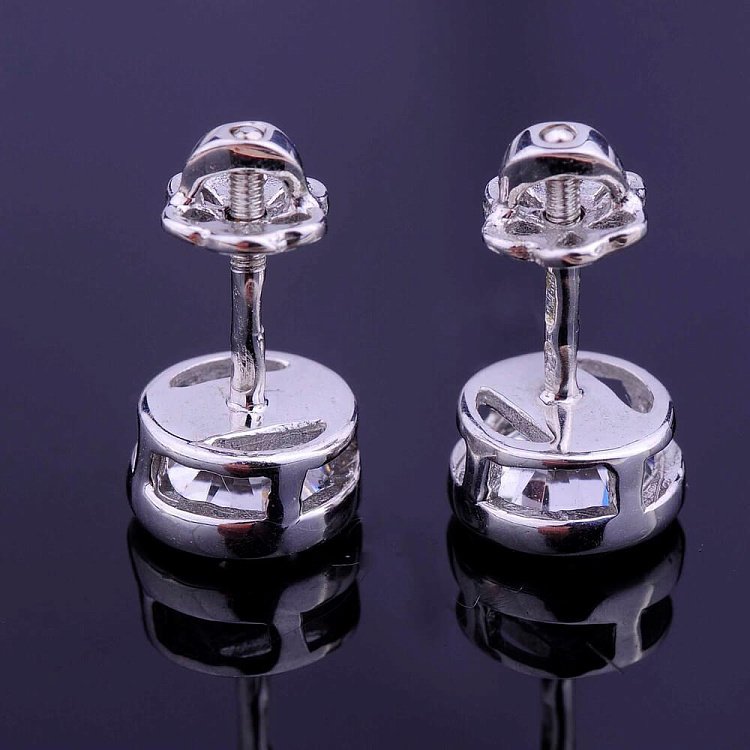 Золотые серьги-пусеты с фианитом с02924 от ювелирного магазина Оникс - 2