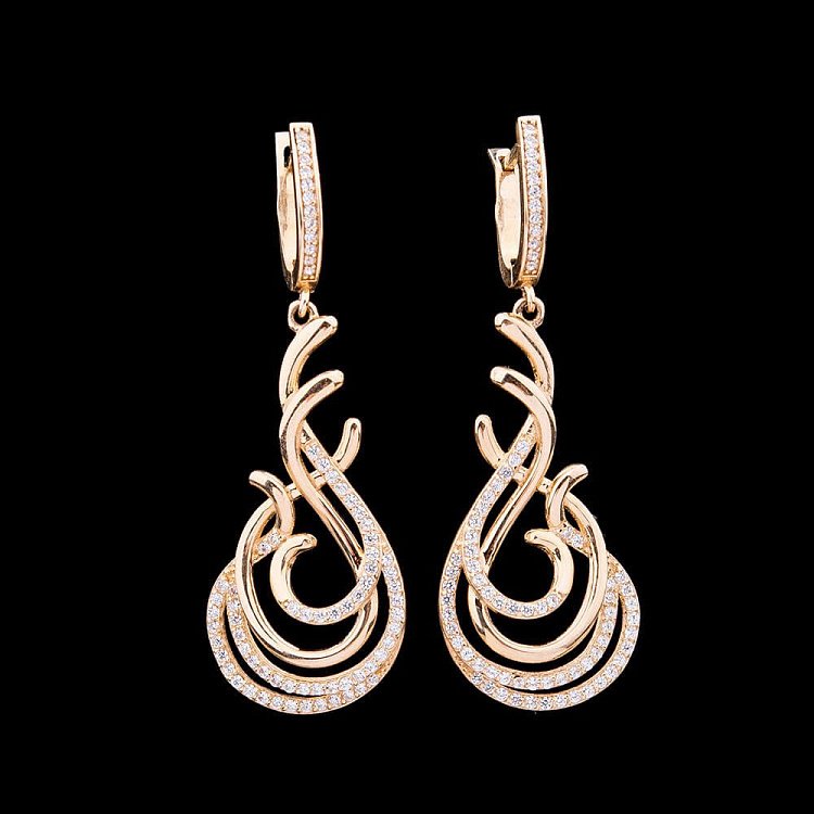 Золоті сережки з фіанітами с03353 від ювелірного магазину Онікс - 2