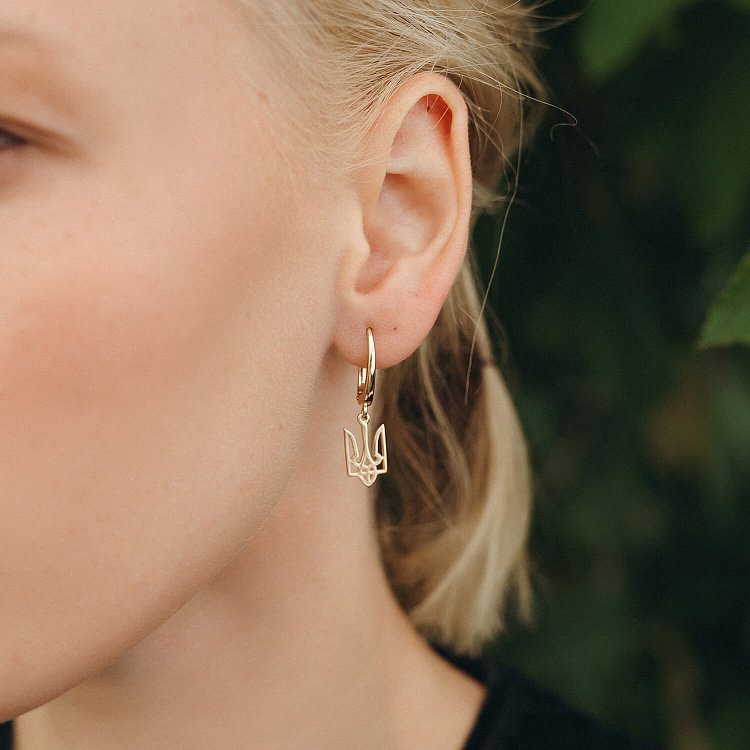 Сережки "Герб України - Тризуб" у червоному золоті с07948 від ювелірного магазину Онікс