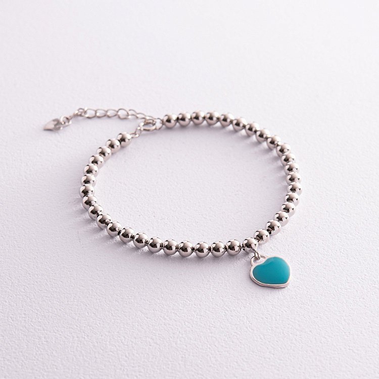 Серебряный браслет с сердечком 141609 от ювелирного магазина Оникс