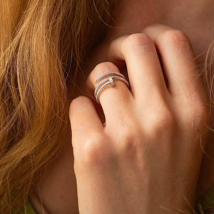 Каблучка "Цвях" з діамантами (біле золото) кб0552м від ювелірного магазину Онікс - 3