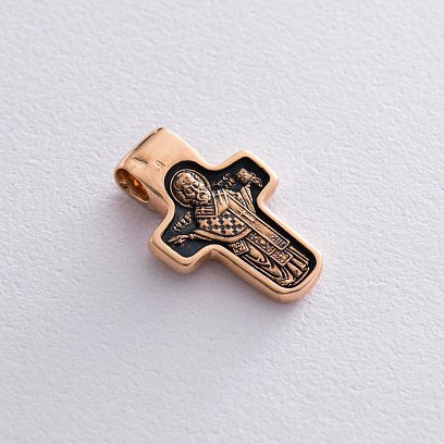 Золотой крест "Спас Нерукотворный. Святитель Николай Чудотворец" п02281 №2