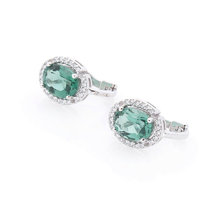 Золотые серьги (празиолит, фианиты) с04688 от ювелирного магазина Оникс