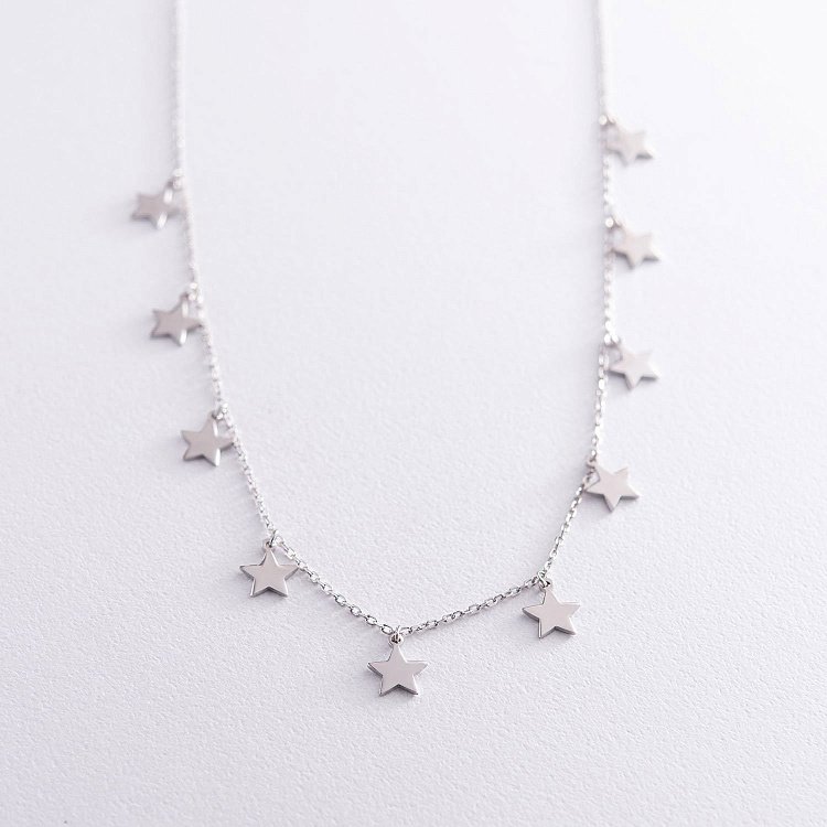 Серебряное колье "Звездочки" (10 шт) 181202 от ювелирного магазина Оникс - 4
