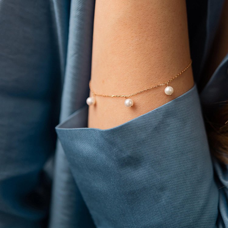 Браслет с жемчугом (красное золото) б05263 от ювелирного магазина Оникс - 3