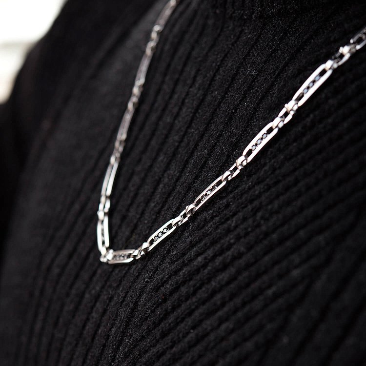 Чоловічий срібний ланцюжок з чорними фіанітами 931 від ювелірного магазину Онікс - 3