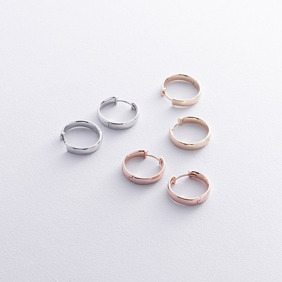 Сережки - кільця в жовтому золоті с08652 №3