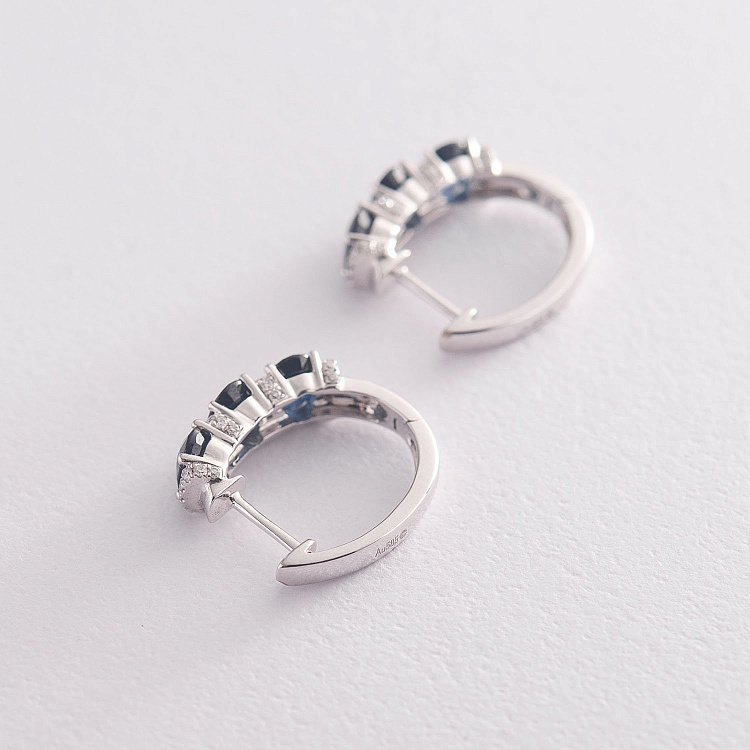 Золоті сережки з сапфірами і діамантами сб0071cha від ювелірного магазину Онікс - 2