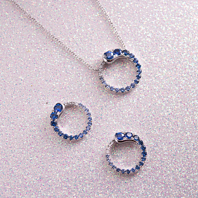 Золотое колье с бриллиантами и сапфирами колб0160lg №4