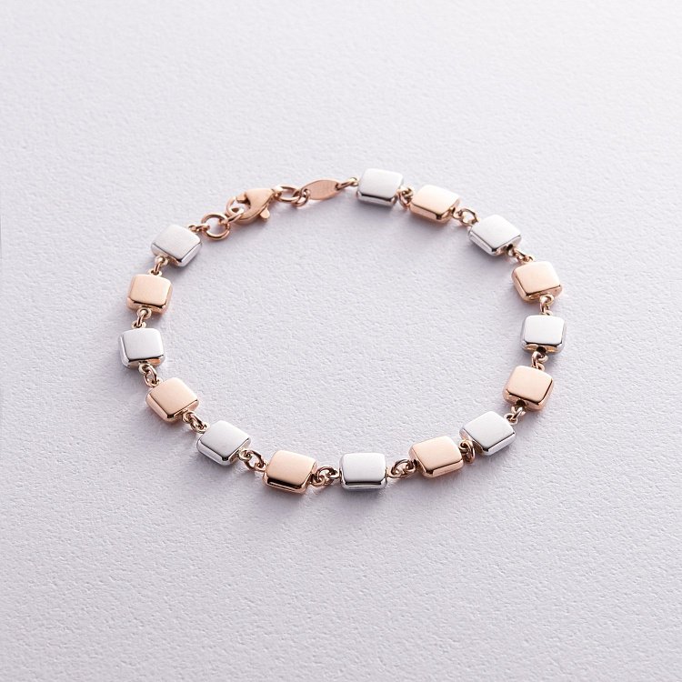 Золотой браслет "Квадратики" б05278 от ювелирного магазина Оникс