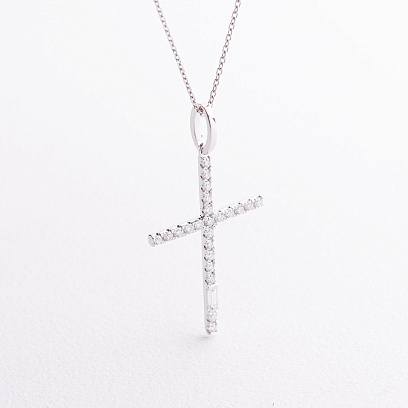 Золоте кольє "Хрестик" з діамантами колб0183va №2