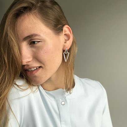 Срібні сережки "Трикутники" 122502 №7