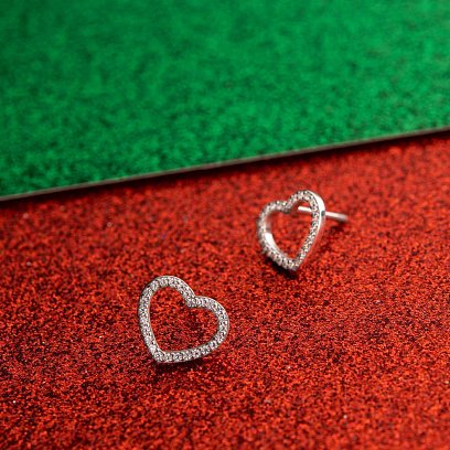 Срібні сережки - пусети "Сердечки" з фіанітами OR121210 №8