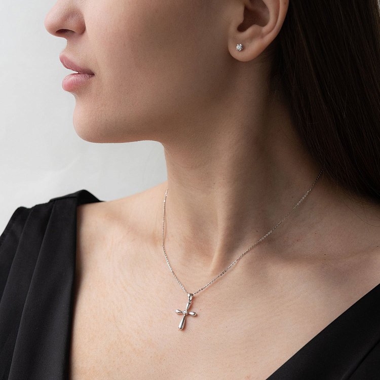 Золотий хрестик з діамантом пб0243ri від ювелірного магазину Онікс - 1