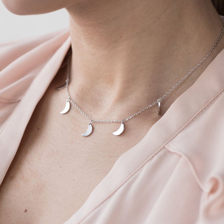 Срібне кольє "Місяць" (6 шт) 18947 від ювелірного магазину Онікс - 1