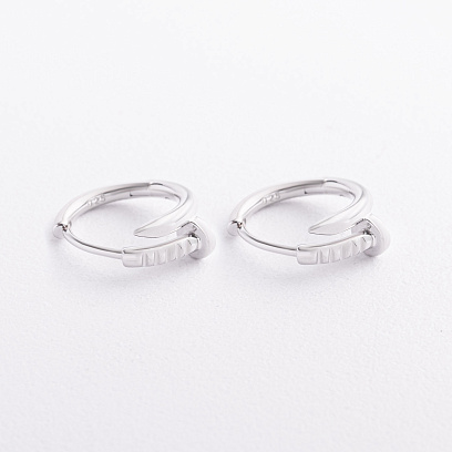 Срібні сережки - кільця "Цвях" 123546 №2