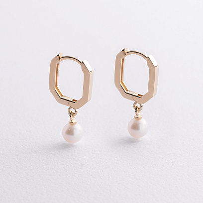 Сережки "Olimpia" з перлами (жовте золото) с09629