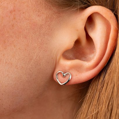 Сережки - пусети "Сердечки" у сріблі 7251 №2