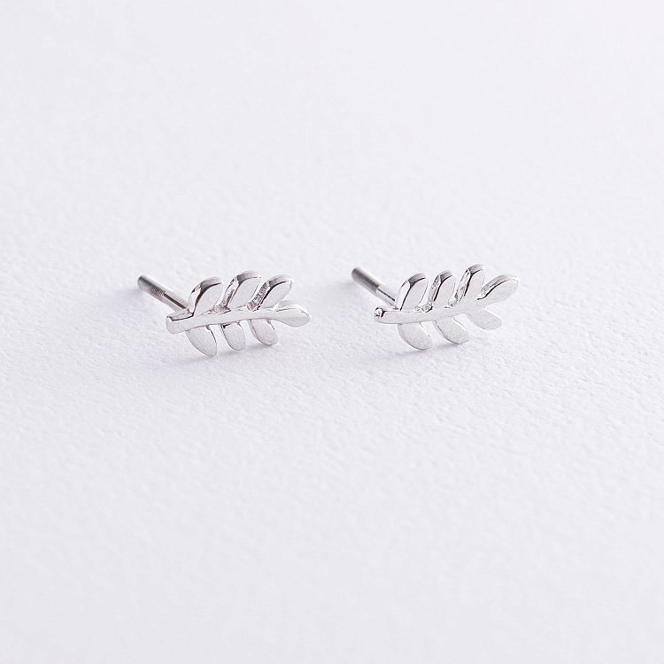 Серьги - пусеты "Веточки" в белом золоте с06913 от ювелирного магазина Оникс