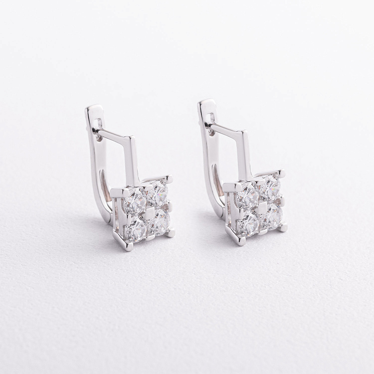 Срібні сережки "Irene" з фіанітами 123547 від ювелірного магазину Онікс