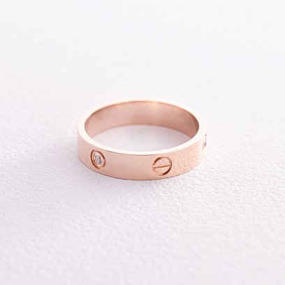 Кольцо "Love" в красном золоте (фианиты) к07164 №5