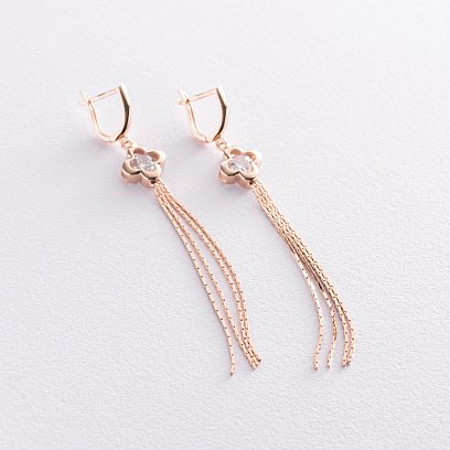 Сережки "Конюшина" в червоному золоті с07205 №4