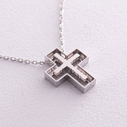 Золотое колье "Крестик" с бриллиантами 124831121 №5