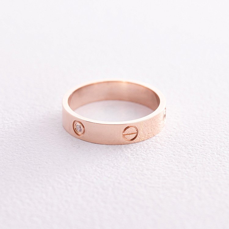 Кольцо "Love" в красном золоте (фианиты) к07164 от ювелирного магазина Оникс - 4