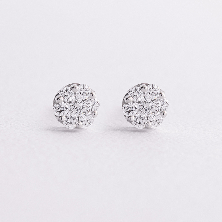 Золотые серьги - пусеты с бриллиантами сб0088cha от ювелирного магазина Оникс