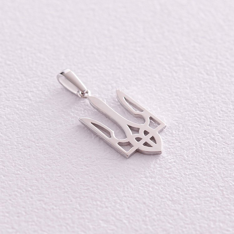 Кулон "Герб України - Тризуб" у білому золоті п03745 від ювелірного магазину Онікс