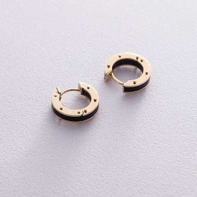 Золотые серьги - кольца (полимер) с06499