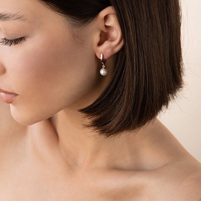 Золоті сережки з перлами с05383 №2