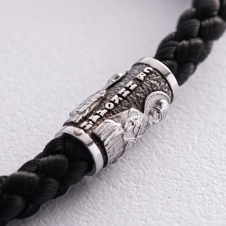 Православний шовко﻿вий шнурок зі срібною застібкою 948 від ювелірного магазину Онікс - 4