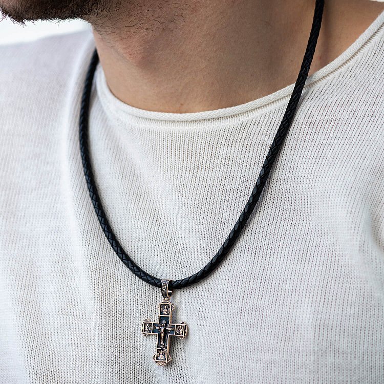 Шкіряний шнурок з золотою застібкою (5 мм) кол01429 від ювелірного магазину Онікс - 2