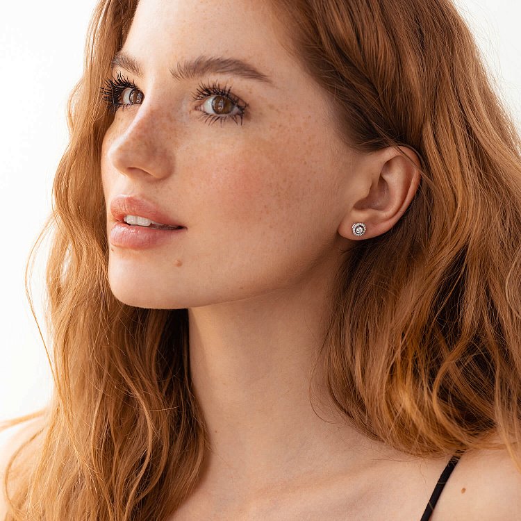 Золотые серьги - пусеты 2 в 1 с бриллиантами 330741121 от ювелирного магазина Оникс - 6