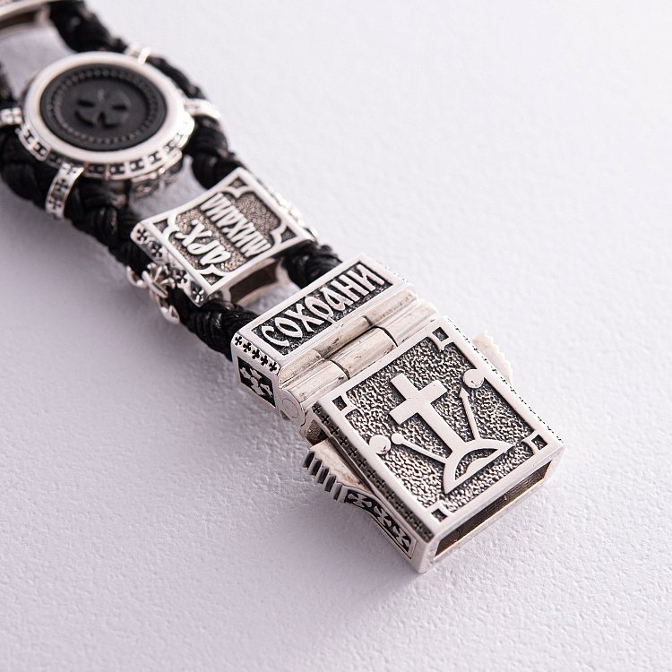 Серебряный браслет "Николай чудотворец" (эбеновое дерево) 627 от ювелирного магазина Оникс - 9